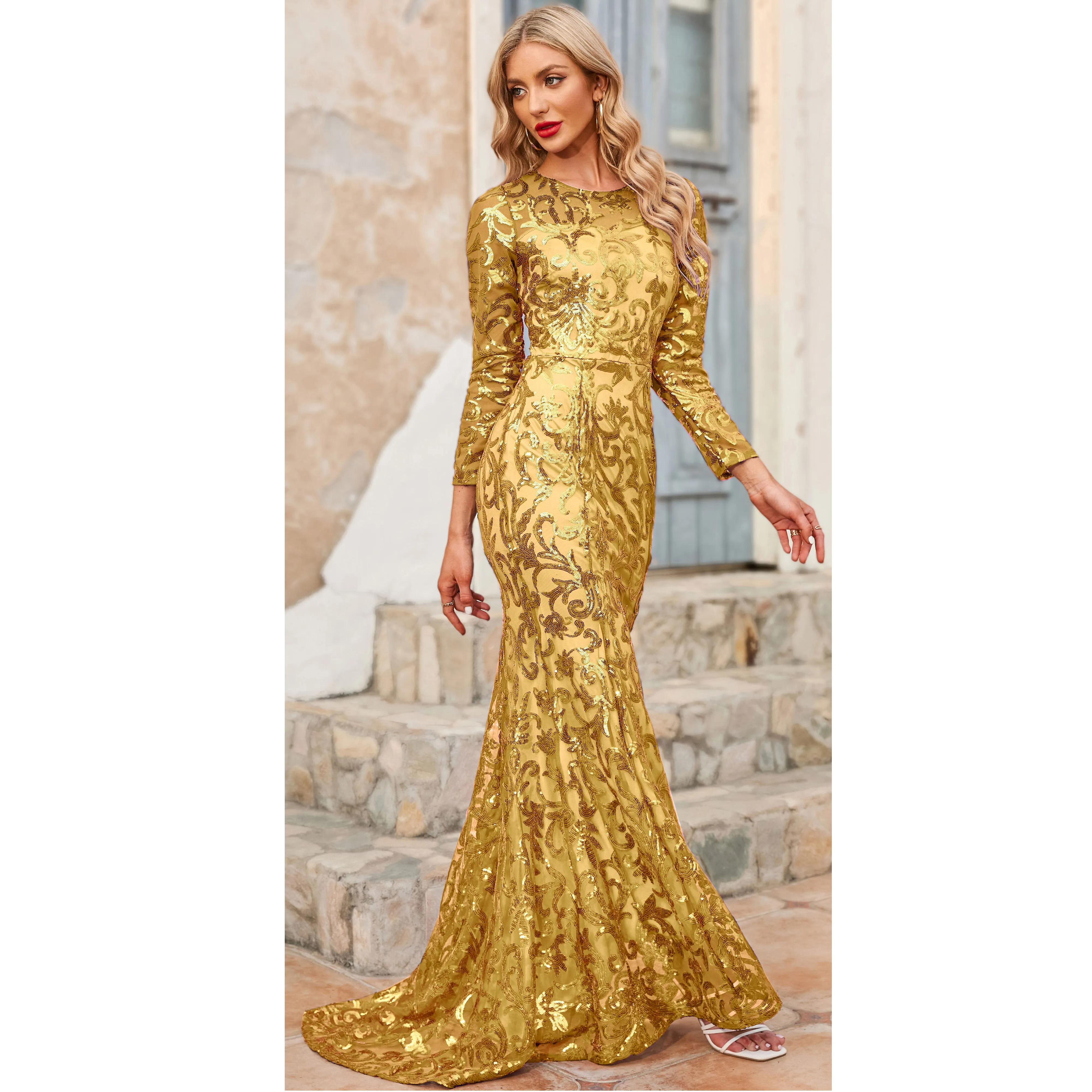 Desain Baru Gaun Turki Glow Mdbay Syal Makan Malam untuk Gaun Malam dengan Harga Menarik