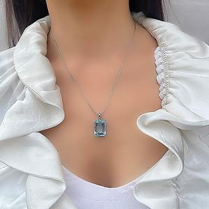 จี้ทำมือจากพลอยบลูโทแพซ เครื่องประดับเงินแท้ 925 เงินสเตอร์ลิงแท้ ประดับพลอยบลูโทแพซและพลอยไวท์โทแพซ จี้สำหรับผู้หญิง - Product Image 2