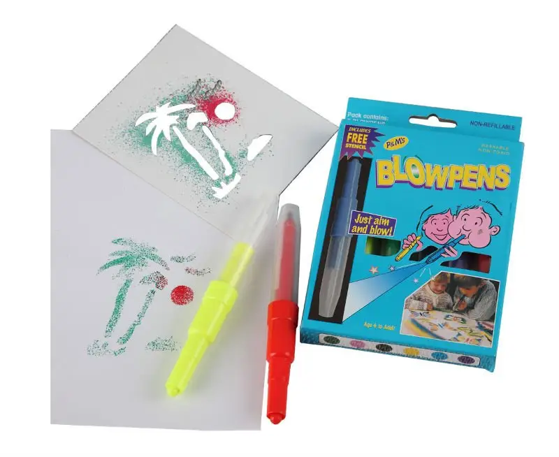 Customized Package And Colors Blow Pen Water-Based Ink Washable Non-Toxic Airbrush Pens For Kids Playing And Pet Hair Dye