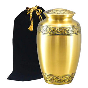 American Style Traditional Design Gold Brass Cremation <b>Urn</b> With Bands for Funeral Ashes Extra <b>Large</b> Adult Size Cremation Urnsd - Product Image 6