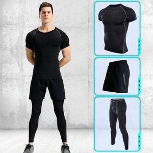 Ensemble de vêtements de sport pour hommes, ensemble de yoga de couleur unie, tendance et très vendu, ensemble de vêtements de sport 2 pièces, ensemble de yoga en gros provenant du Pakistan - Product Image 3