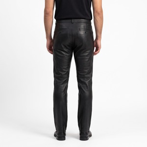 <b>Men</b> <b>Leather</b> Pants Straight Genuine Lambskin Belt Loops Zip Fly <b>Leather</b> <b>Trousers</b> Custom Logo OEM Wholesale - Product Image 2