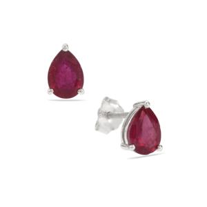 Pendientes de Granate Corte Pera en Plata de Ley Chapada en Oro Rosa de 14k - Product Image 1