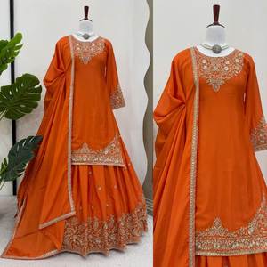 Diseñado como un lujoso Salwar kameez bordado semicosido personalizable en catálogos para colecciones Eid, Navratri - Product Image 3