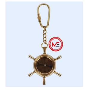 Porte-clés en laiton de style nautique vintage, fabricant de roues de bateau, fournisseur en gros, fournisseur OEM ODM antique nautique personnalisé - Product Image 1
