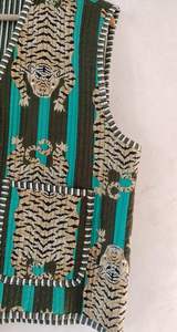 Chaqueta acolchada Bohemia Vintage para mujer, abrigo de invierno de algodón con frente abierto, chaleco a rayas con ribetes, patrón de animales, nuevo estilo, tejido informal - Product Image 4