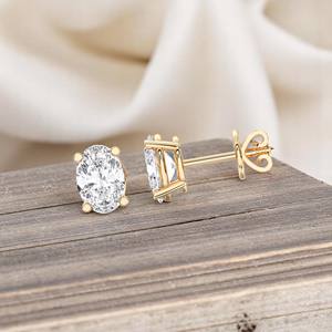 Boucles d'oreilles en diamant Moissanite de luxe 2.00 ct taille ovale en argent sterling 925 massif 1.00 ct chaque bijoux haut de gamme - Product Image 3