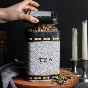 Boîte de rangement en métal Kontensan ER0225D 1,6 L, motif géométrique en mosaïque, 105x105x160 mm, carrée, pour le stockage et la conservation des aliments - Product Image 4