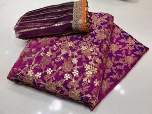 Trends by Cp Luxury Pure Jamawar Banarsi Camisa Pantalón Listo para usar Dupatta 3 piezas Trajes de mujer sin costuras Ropa formal - Product Image 4