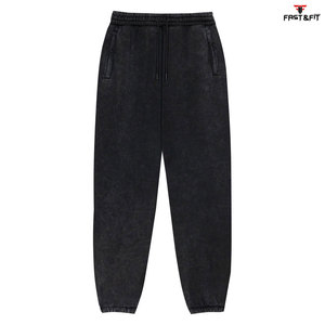 2025 nuevo diseño ácido lavado Joggers tela de algodón personalizada patrón sólido estilo casual pantalones de hombre - Product Image 3