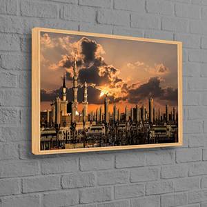 Tableau imprimé sur toile avec paysage islamique au lever du soleil - Masjid Nabawi, 1P - Cadre naturel - Product Image 1