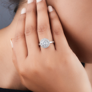 Wholesale IGI Certified Lab Grown <b>Rhodium</b> Plated White Gold Elegant Bridal Wedding Anniversary Diamond Halo Engagement <b>Ring</b> 2.04 - Product Image 6