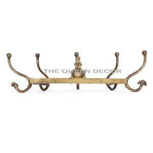 Crochet métallique en laiton métal forme unique en laiton finition antique design mural décoratif support mural polyvalent - Product Image 1