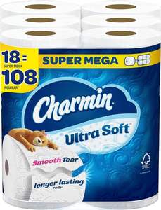 Papel Higiénico Charmin Ultra Soft Super Mega, 2 Capas, Blanco, 366 Hojas/Rollo, 6 Rollos/Paquete, 3 Paquetes/Caja (01568) - Product Image 6