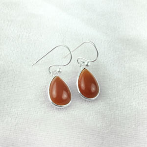 Carnelian Pear Shape Gemstone 925 <b>Sterling</b> <b>Silver</b> Gold Plated Bezel Setting Drop <b>Earrings</b> for <b>Women</b>-Gift - Product Image 1