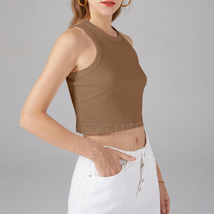 Camiseta Corta Informal Ligera para Mujer, Tejido Elástico de Punto, Absorbe la Humedad, Transpirable, Cuello Redondo, Poliéster y Elastano en la Parte Delantera - Product Image 1