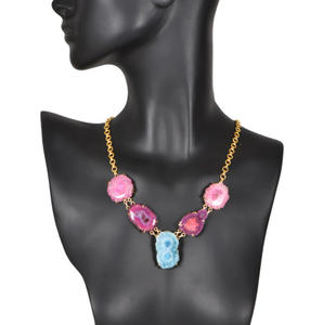 Venta al por mayor Natural hecho a mano de aleación de Metal y Druzy COLLAR COLGANTE de piedras preciosas encanto colgante para collar de mujer - Product Image 2