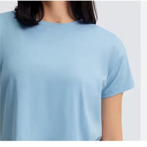 Camiseta Corta de Algodón Ecológico para Mujer, Estilo Veraniego, Sexy, Lisa, con Decoración de Logotipo - Product Image 4