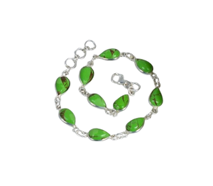 Bracelet en forme de poire en argent sterling 925 vert cuivre turquoise Bracelet en forme de poire Cadeau de naissance de décembre pour elle Bracelet en 10 pierres - Product Image 1