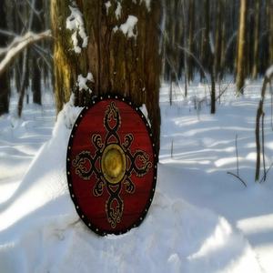 Escudo Vikingo JEXMOO Hecho a Mano de 24 Pulgadas, de Madera y Acero con Alto Contenido de Carbono, Diseño de Copa Central, con Soporte Compatible y Personalizable - Product Image 3