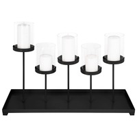 Porte-bougie minimaliste multi-niveaux Hurricane |   Plateau rectangulaire long en bois fait main avec 5 supports décalés pour la décoration de la maison