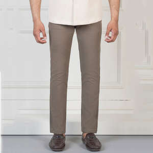 Pantalones informales de algodón 100% para hombre, pantalones de negocios clásicos ajustados de alta calidad, recién llegados con cintura media y estilo frontal plano - Product Image 1