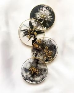 Wood <b>Coasters</b> Round Epoxy Resin Wooden Bar <b>Coasters</b> for Cold and Hot <b>Drink</b> Tabletop Protection Resin <b>Coasters</b> - Product Image 4