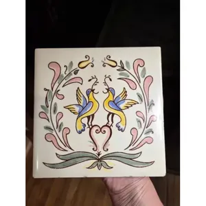 VTG MOSAIC USA oiseau carreau de céramique 6x6 pouces Arts & Crafts Deco Nouveau assiette décorative - Product Image 1