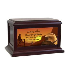 โกศบรรจุอัฐิทรงคาวบอย พระอาทิตย์ตกดิน ทำด้วยมือ โกศไม้ขนาดเล็กสำหรับใส่เถ้ากระดูก ผู้ใหญ่ ชาย หญิง เถ้ากระดูกจำนวนมาก โกศสำหรับผู้ชาย - Product Image 5