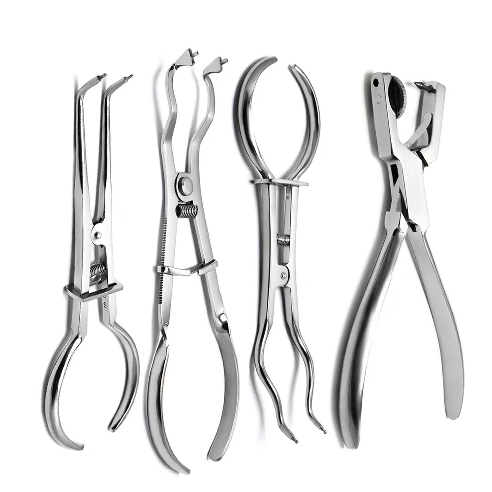 Cao su dam Kit ánh sáng brewer Punch forceps Kit 4 cái thép không gỉ nha khoa dam Set Nha khoa Bảo vệ Kit