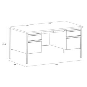 Alera 25962 Bureau en acier à double piétement 60 po. X 30 pouces X 29,5 pouces Bureau rectangulaire en mélamine avec pieds en acajou/charbon de bois - Product Image 4