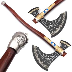 ขวานขวานโทมาฮอว์กทำด้วยมือทำจากสเตนเลสสตีลสลักเป็นเทพเจ้าแห่งสงคราม - Product Image 2