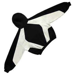 Sudadera Extra Grande con Diseño de Parches en Contraste y Logotipo Bordado en el Pecho, Estilo Urbano, Holgada, Unisex, Moderna, para Invierno - Product Image 4