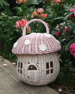 Colorful Design Natural Handmade Rattan Mushroom Shaped Storage Basket for Kid's Room Decoration & Gift Basket for Kids - Product Image 2