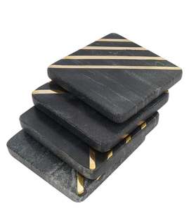 Dessous de verre en or et marbre naturel Dessous de verre en laiton élégants pour la maison et la table Dessous de verre en pierre en gros - Product Image 4