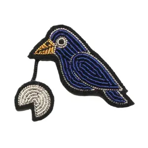 Small Bullion Thread Bird Brooch customized Small Heart Iron on Patches Sew Embroidered Patches Appliques Garment
