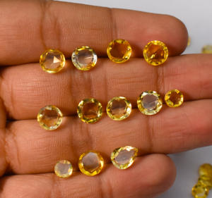 Natural Citrine Round <b>Rose</b> cut Faceted Loose Gemstone 6 mm - 8 mm 84.35 Cts Wholesale Lot 86 Pieces - Product Image 6