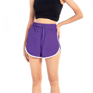 Custom Logo High-Waist Women's Gym Fitness Yoga Shorts Seamless Spandex/Nylon Solid Pattern Elastic Waist Closure Four-Way - Product Image 3