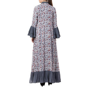 ชุดเดรสมุสลิมของผู้หญิงชุดเดรสเปิดด้านหน้าแบบเรียบง่ายชุดอาบายาประดับเพชรผ้าซาตินดีไซน์ใหม่ล่าสุด - Product Image 5