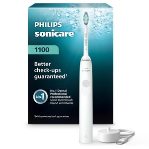 Cepillo de Dientes Eléctrico Serie 1100 con Tecnología Sónica Avanzada, EasyStart, Smartimer, Quadpacer, Blanco, IPX6/IPX7 - Product Image 1