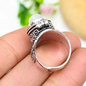 Bague boîte à pilules en pierre de lune, bague ajustable, boîte à message en pierre précieuse, bague boîte secrète en argent sterling 925, cadeau de vacances unique - Product Image 4
