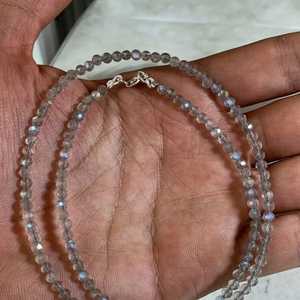 Collier Labradorite 2mm 3mm perles à facettes pierre naturelle brin délicat fait à la main 925 bijoux en argent pour femmes inde en gros - Product Image 1