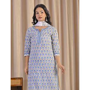 Hand Drawn Grey <b>Block</b> <b>Printing</b> Cotton Anarkali Kurta Pant Set Pakistani Style Indian Dress Net Lehenga Choli - Product Image 1
