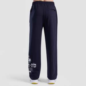 Customized Logo Navy Vault <b>Trousers</b> <b>Elastic</b> <b>Waist</b> Casual Chinos Pants Zipper Decoration Garment Dyed XL Size Stretchable Fit - Product Image 3