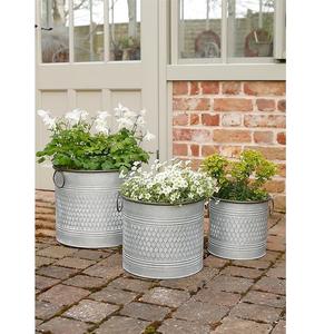 Ensemble de jardinières à fleurs en seau galvanisé d'aspect de qualité supérieure avec poignées pour jardinière de décoration intérieure et extérieure - Product Image 3