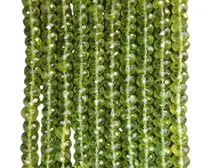Green Faceted Rondelle Beads Green Peridot Gemstone Natural Stone Beads for DIY Bracelet Necklace Jewelry Making