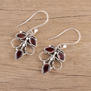 925เงินสเตอร์ลิงต่างหูห้อยใบไม้ร่วงทำด้วยมืออัญมณีโกเมนสีแดงเครื่องประดับทางศาสนาแบบคริสเตียนขายส่ง - Product Image 3