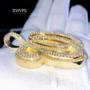 จี้เพชรโมอิสซาไนต์แบบฮิปฮอปสลักชื่อตามสั่ง เงินแท้ 925 ชุบทองหรูหรา - Product Image 3