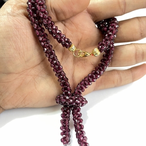 สร้อยคอลูกปัดโกเมนธรรมชาติทำด้วยมือพร้อมตะขอก้ามปูลูกปัดสีแดง - Product Image 2