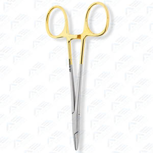 Porte-aiguille Halsey en acier inoxydable avec poignée à anneau et cliquet pour maintenir les aiguilles, 5 pouces (13 cm), à mâchoires droites - Product Image 5